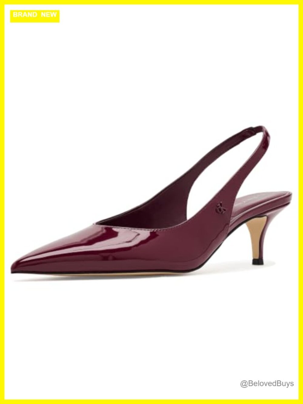 Pointed Toe Slingback Kitten Heel Pumps with Patent Finish